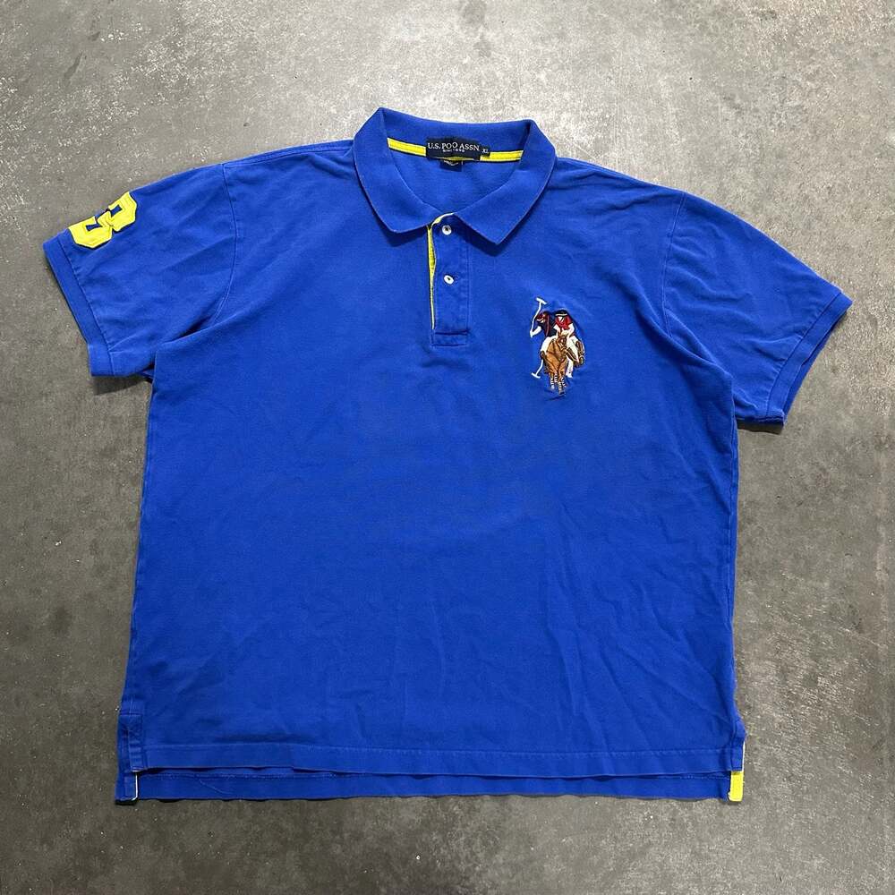 U.S. Polo Assn. Men's Blue Double Jockey Big Pony Short Sleeve Polo Shirt XL